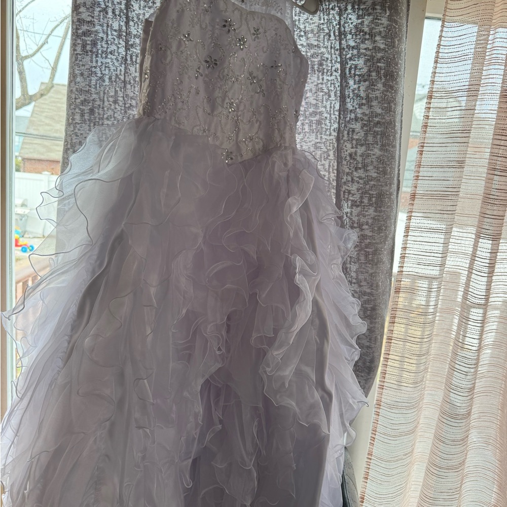 Lilac Ruffled Tulle Party Dress for Girls